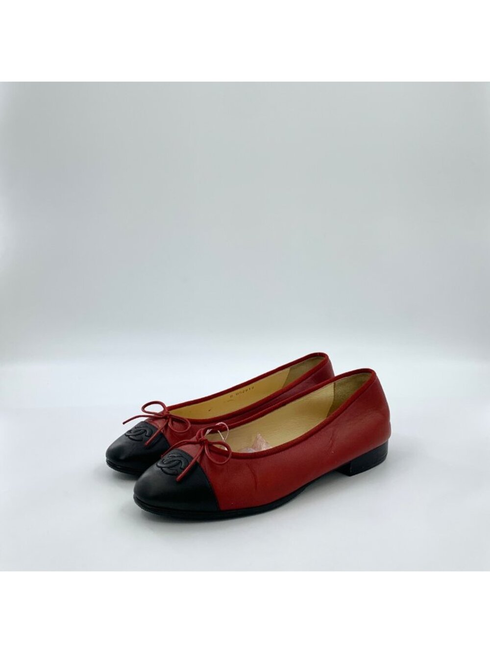 Chanel Red Double C Bow Flat Shoes